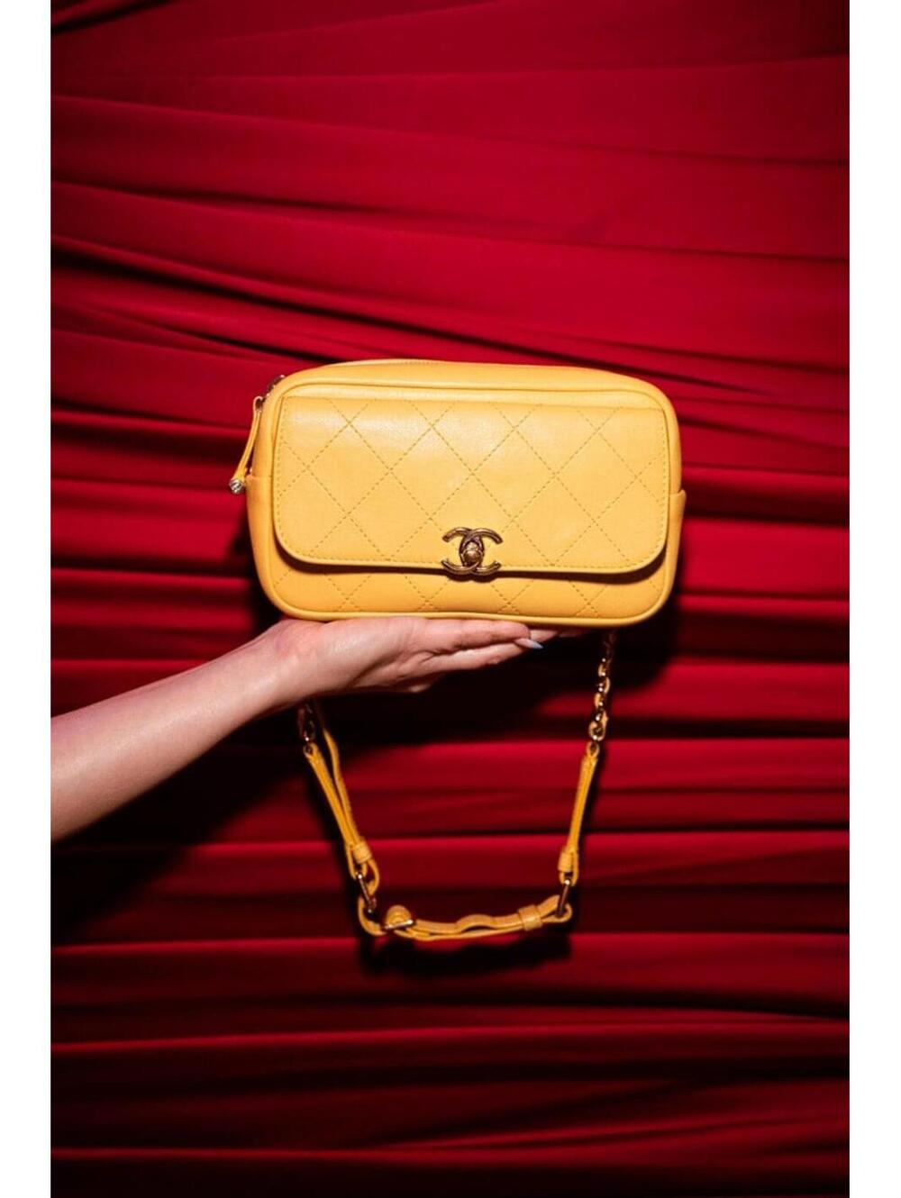 Chanel Calfskin Belt Bag, Yellow with COA